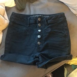 High Rise Black Jean Shorts